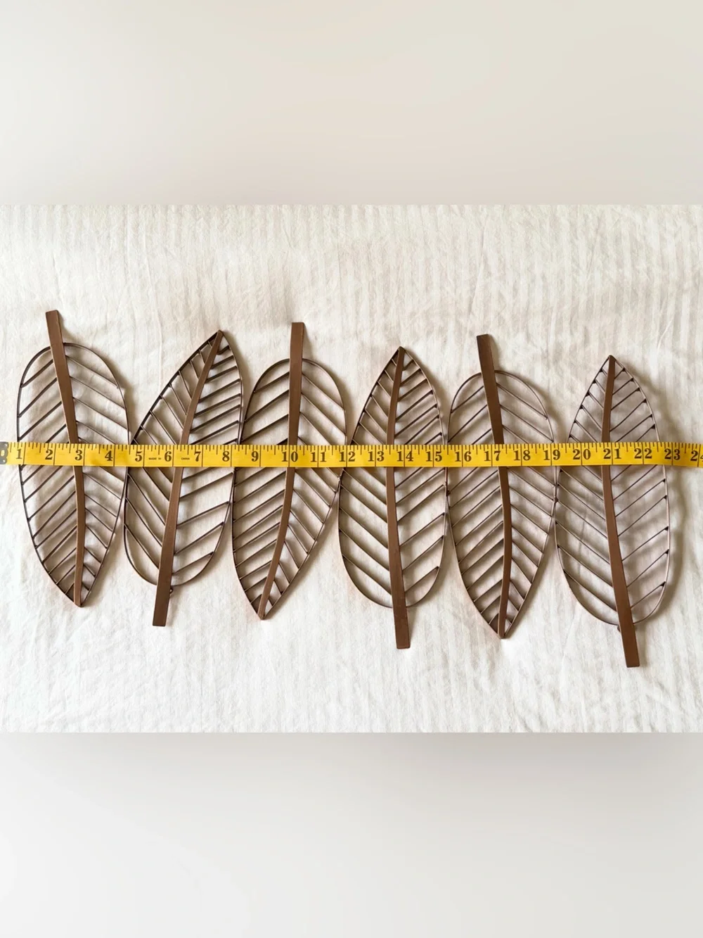Neutral Bronze Metal Leaf Wall Decor - Modern Gold Accent